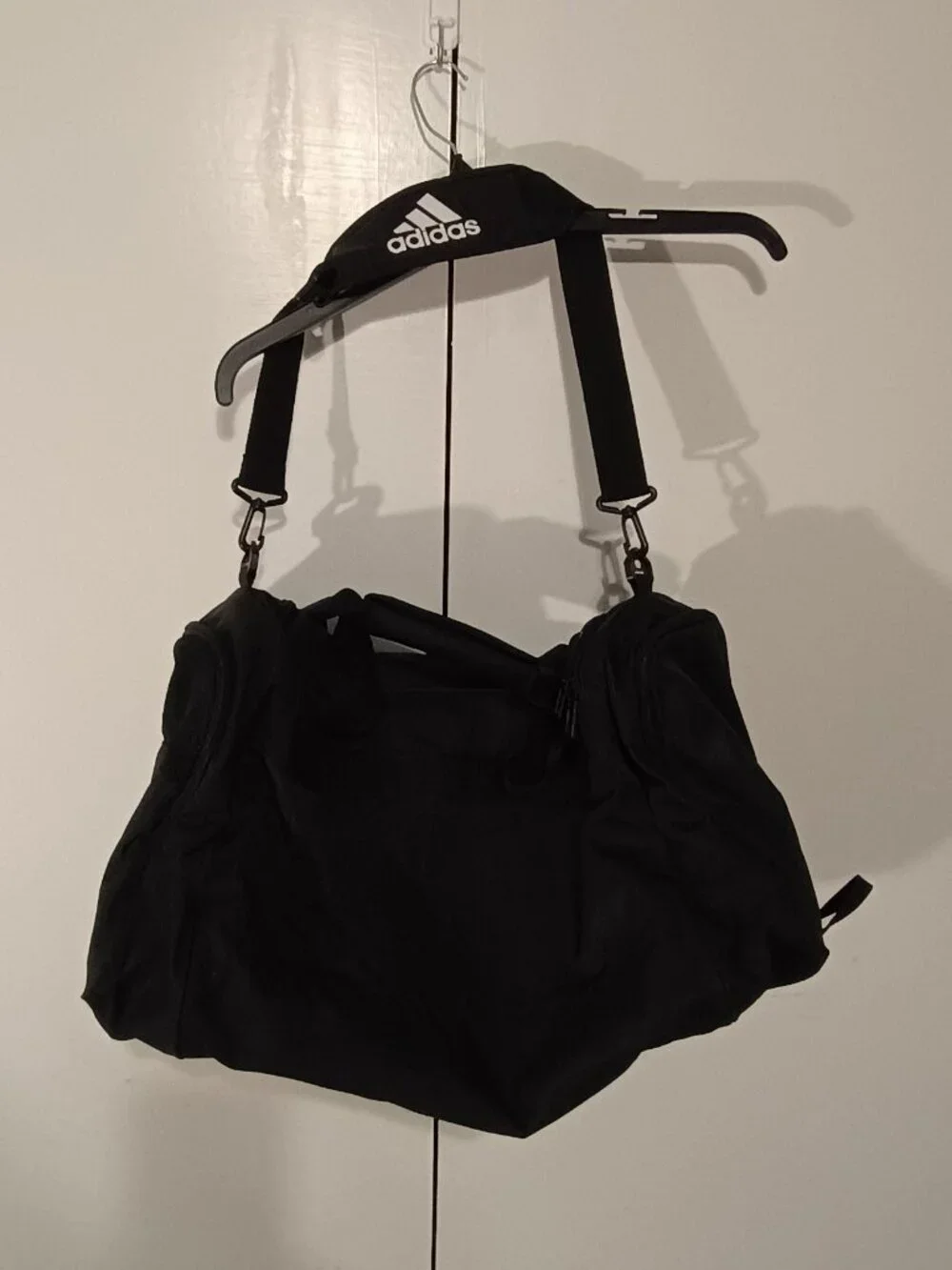 adidas Black Performance Duffel Gym Travel Bag Shoulder Strap Zip Pockets